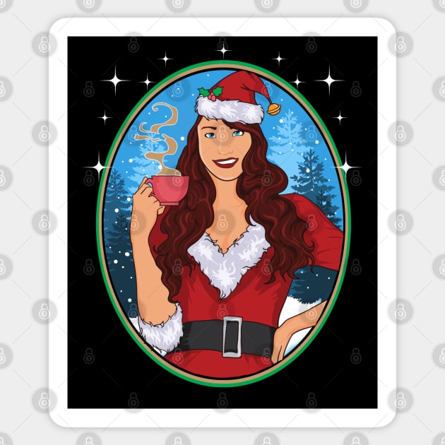 Mrs Claus Hot Cocoa Drinker Sticker by AngelFlame